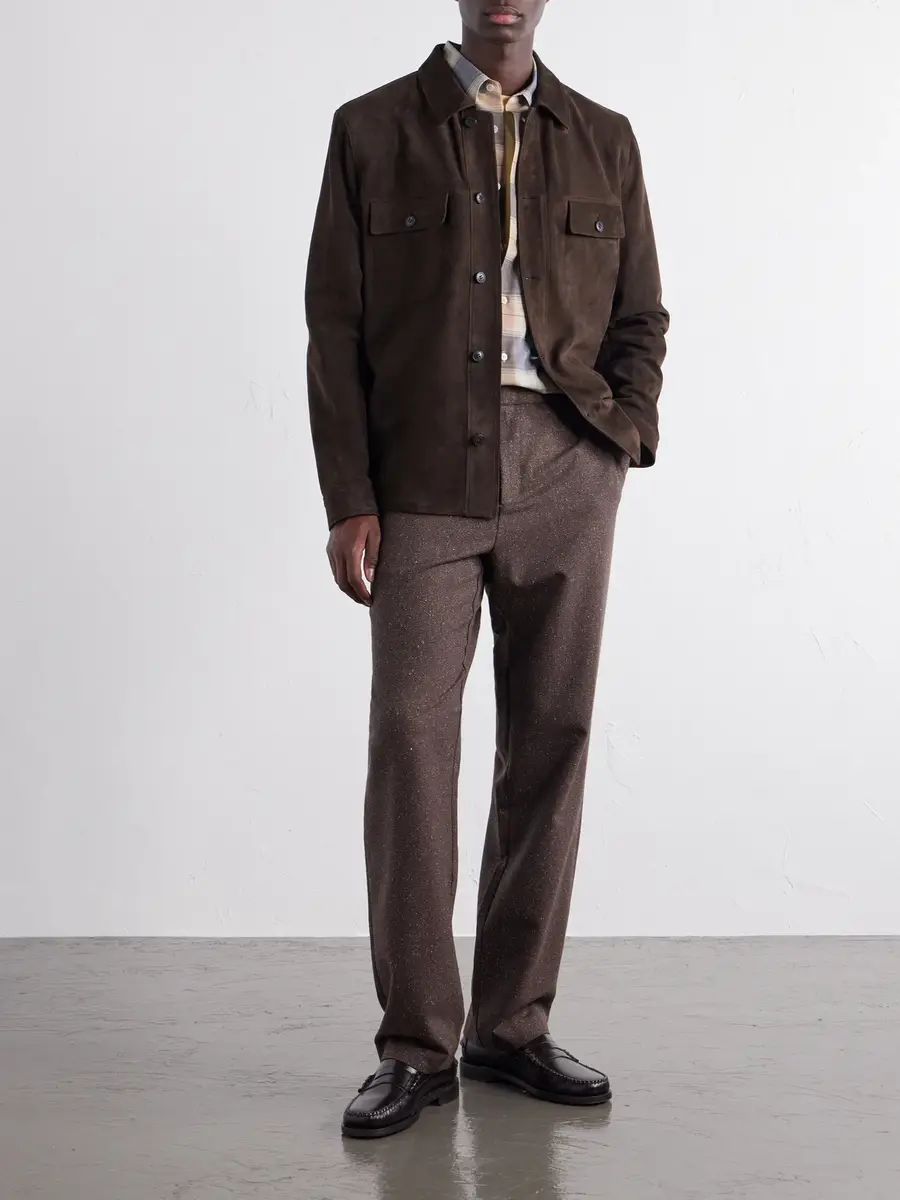 Sunspel Straight-Leg Wool and Silk-Blend Donegal Tweed Trousers - Men | Thumbnail 2 Sunspel Straight-Leg Wool and Silk-Blend Donegal Tweed Trousers - Men | Thumbnail 2
