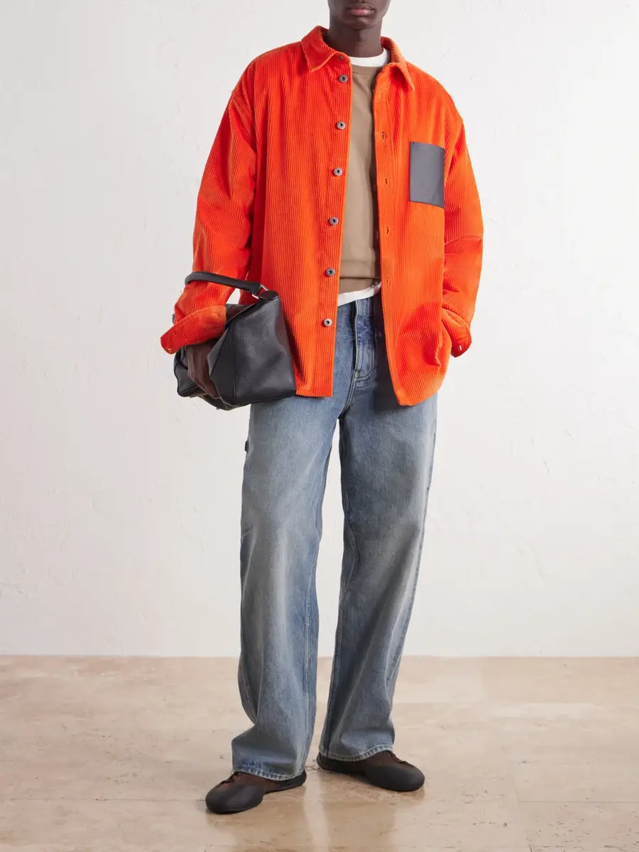 Loewe Leather-Trimmed Cotton-Corduroy Overshirt - Men | Thumbnail 2 Loewe Leather-Trimmed Cotton-Corduroy Overshirt - Men | Thumbnail 2