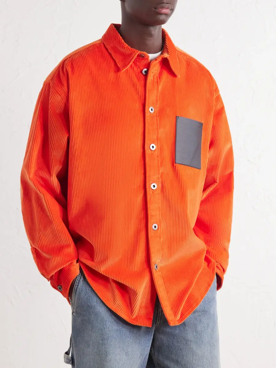 Loewe Leather-Trimmed Cotton-Corduroy Overshirt - Men | Thumbnail 3 Loewe Leather-Trimmed Cotton-Corduroy Overshirt - Men | Thumbnail 3