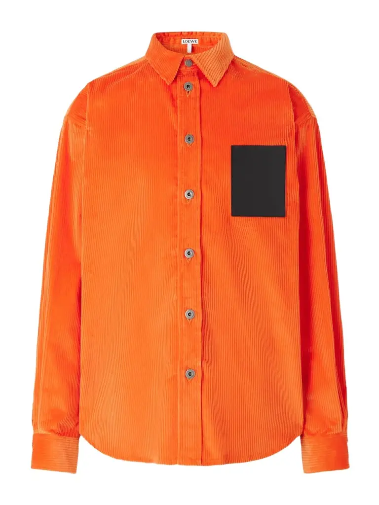 Leather-Trimmed Cotton-Corduroy Overshirt - Men Leather-Trimmed Cotton-Corduroy Overshirt - Men