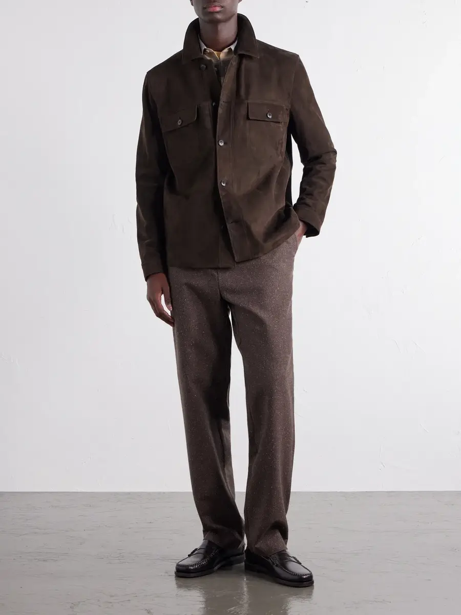 Sunspel Suede Overshirt - Men | Thumbnail 2