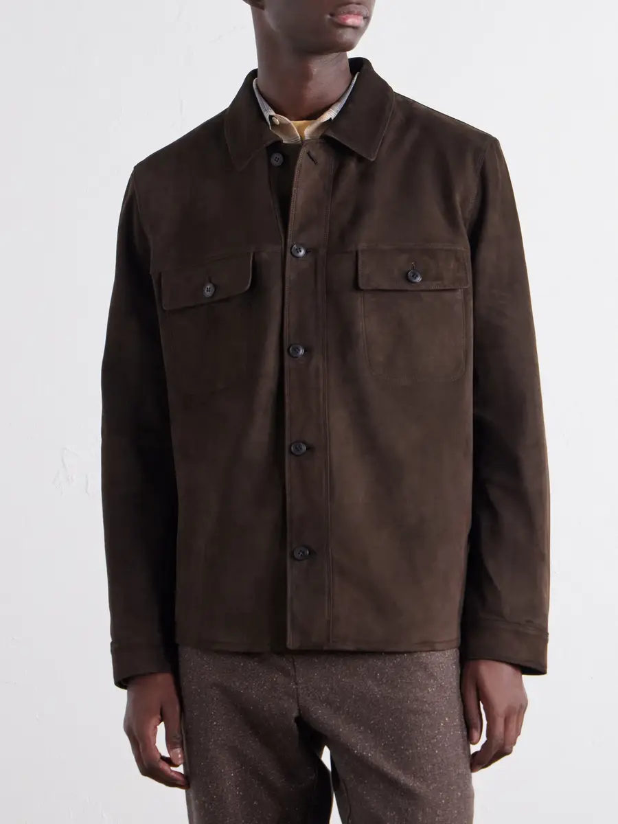 Sunspel Suede Overshirt - Men | Thumbnail 3