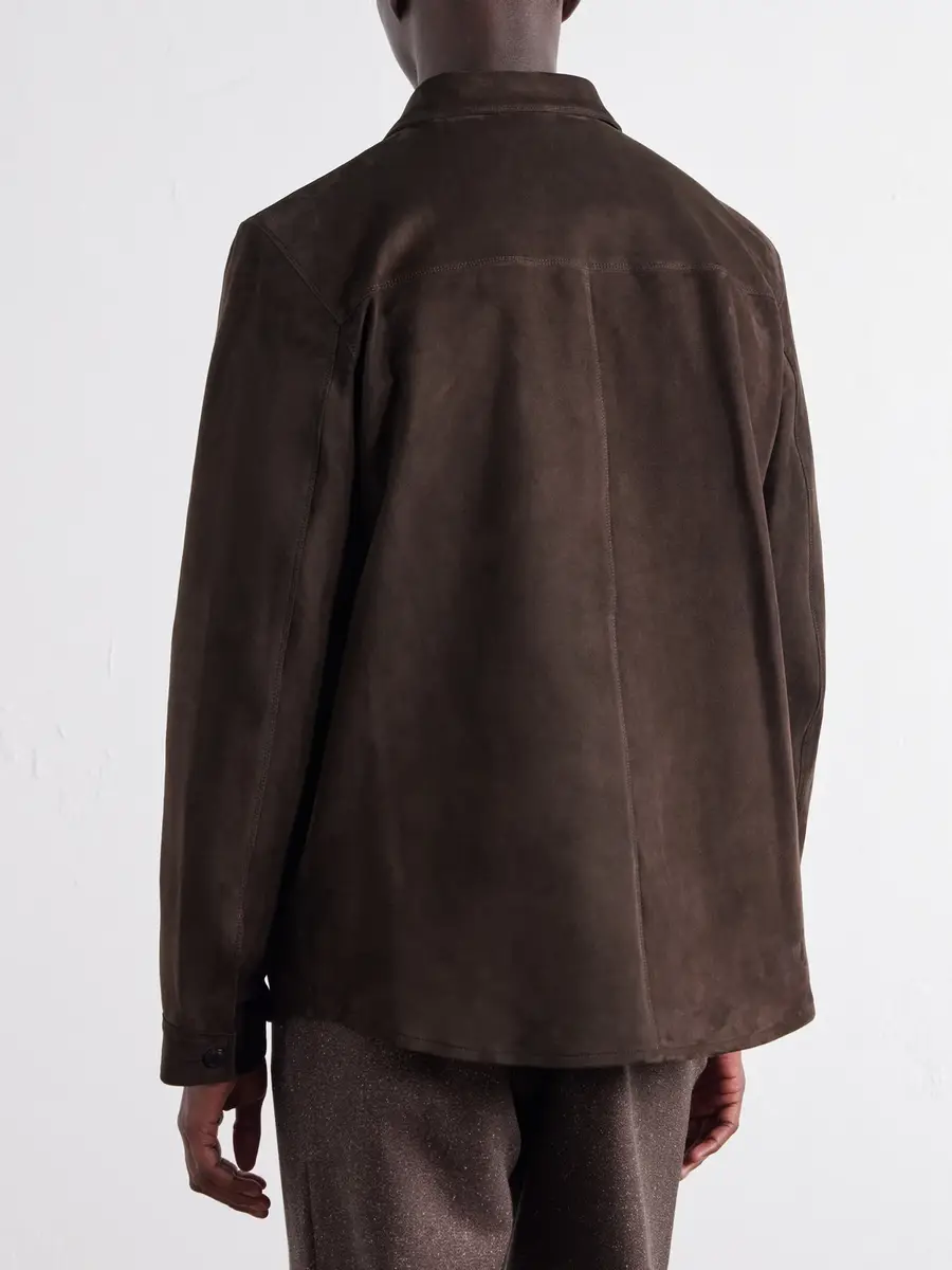 Sunspel Suede Overshirt - Men | Thumbnail 4