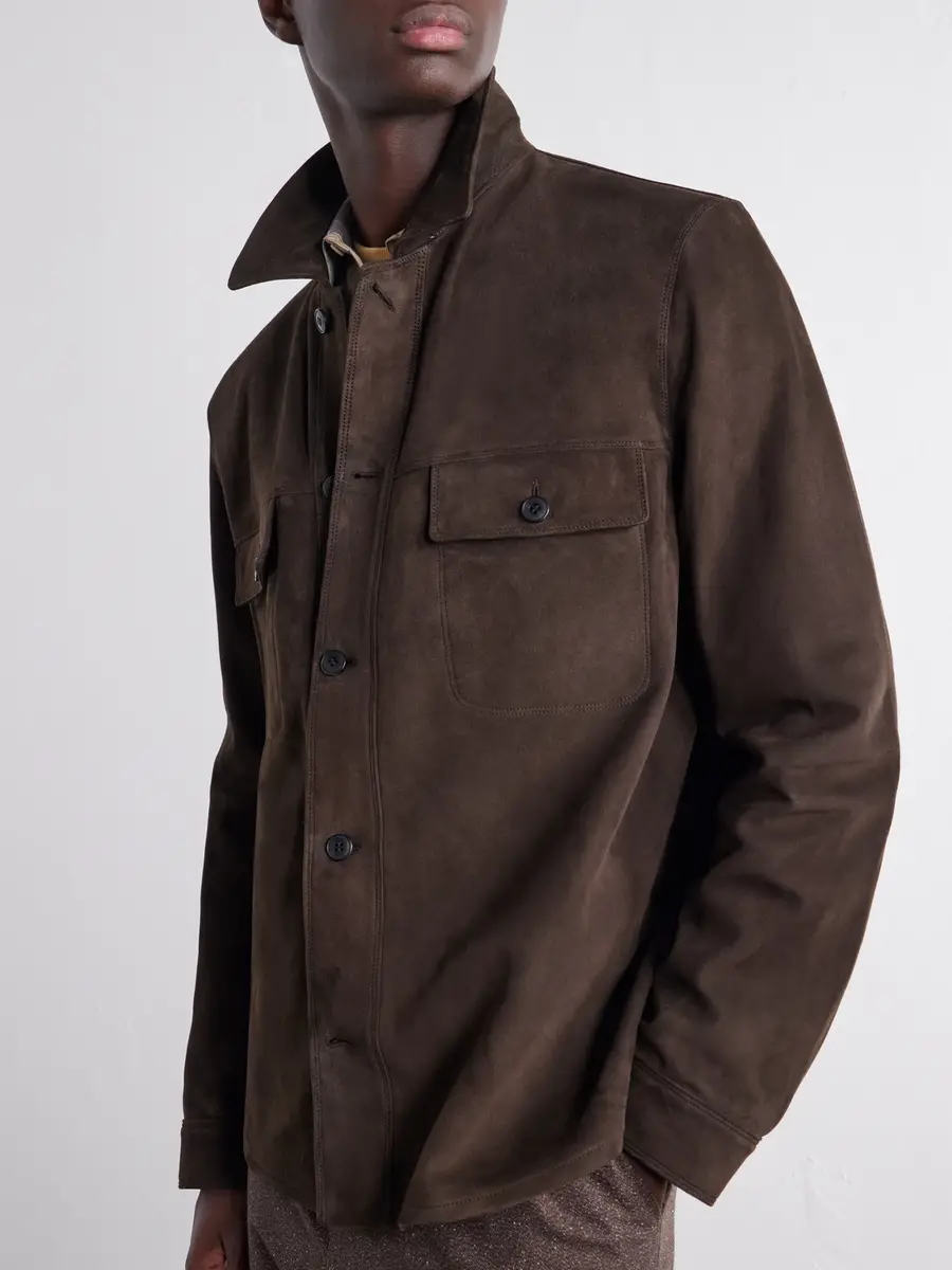 Sunspel Suede Overshirt - Men | Thumbnail 5