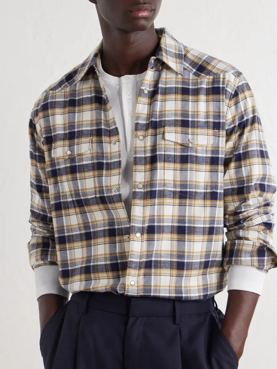 MR P. Western Checked Organic Cotton Shirt - Men | Thumbnail 5