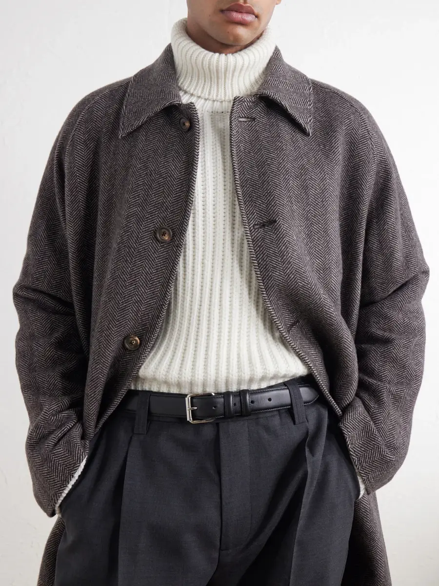 ELEVENTY Herringbone Cashmere Coat - Men | Thumbnail 5 ELEVENTY Herringbone Cashmere Coat - Men | Thumbnail 5