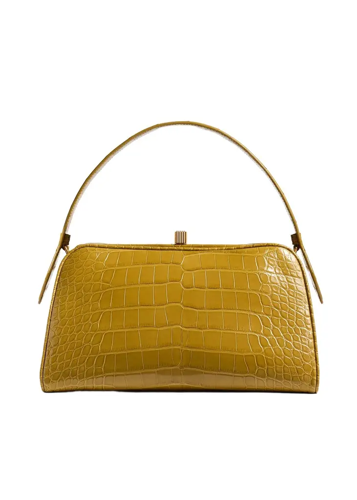 Khaite Cate Bag In Golden Olive Alligator | Image 1 Khaite Cate Bag In Golden Olive Alligator | Image 1