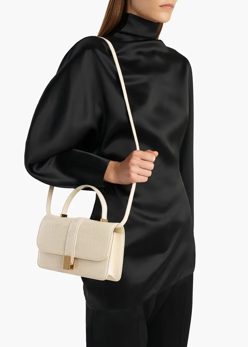 Khaite Blake Top Handle Bag In Champagne Alligator | Thumbnail 6
