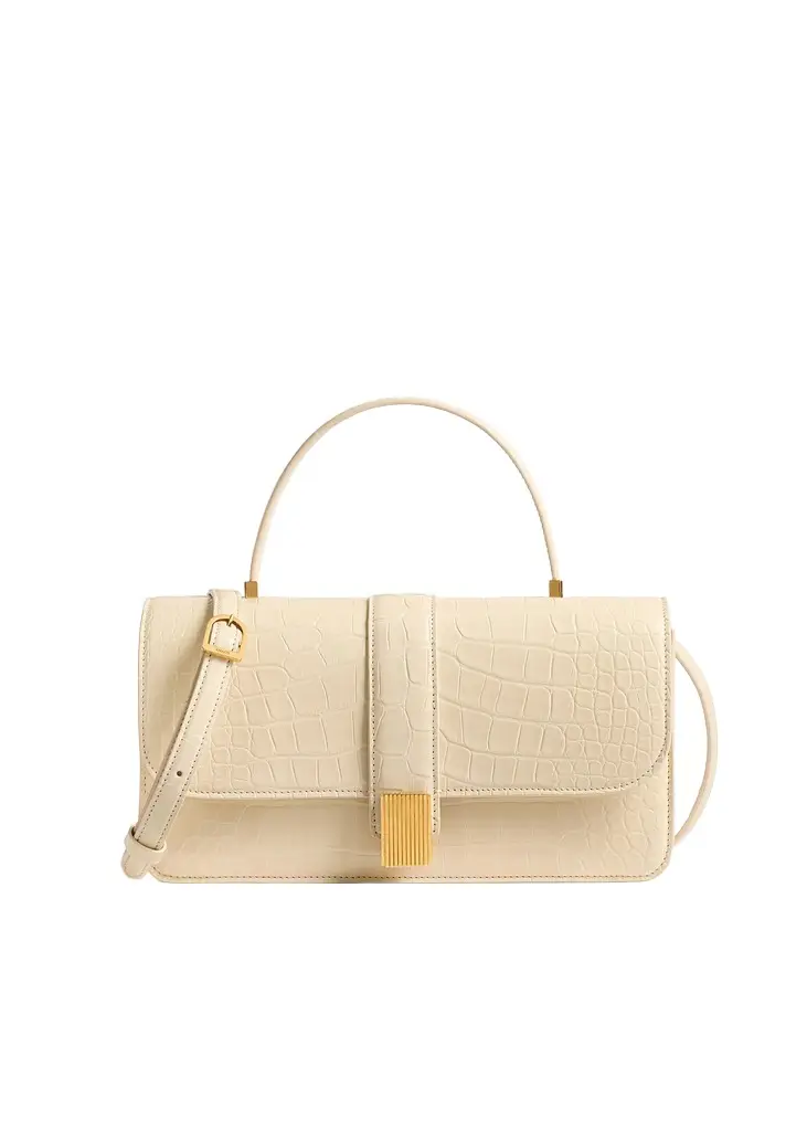 Khaite Blake Top Handle Bag In Champagne Alligator | Image 1 Khaite Blake Top Handle Bag In Champagne Alligator | Image 1