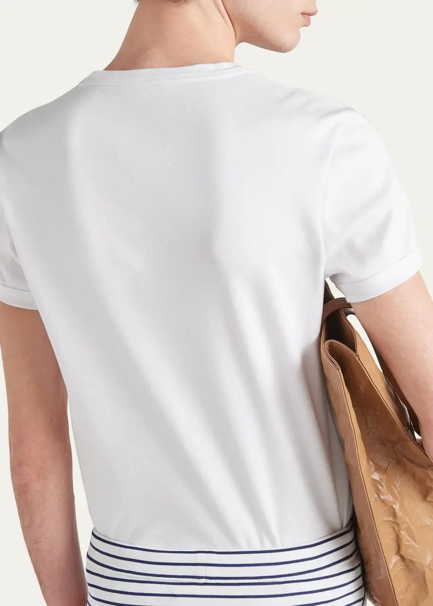 Prada Men's T-Shirt with Enameled Triangle Logo | Thumbnail 3 Prada Men's T-Shirt with Enameled Triangle Logo | Thumbnail 3