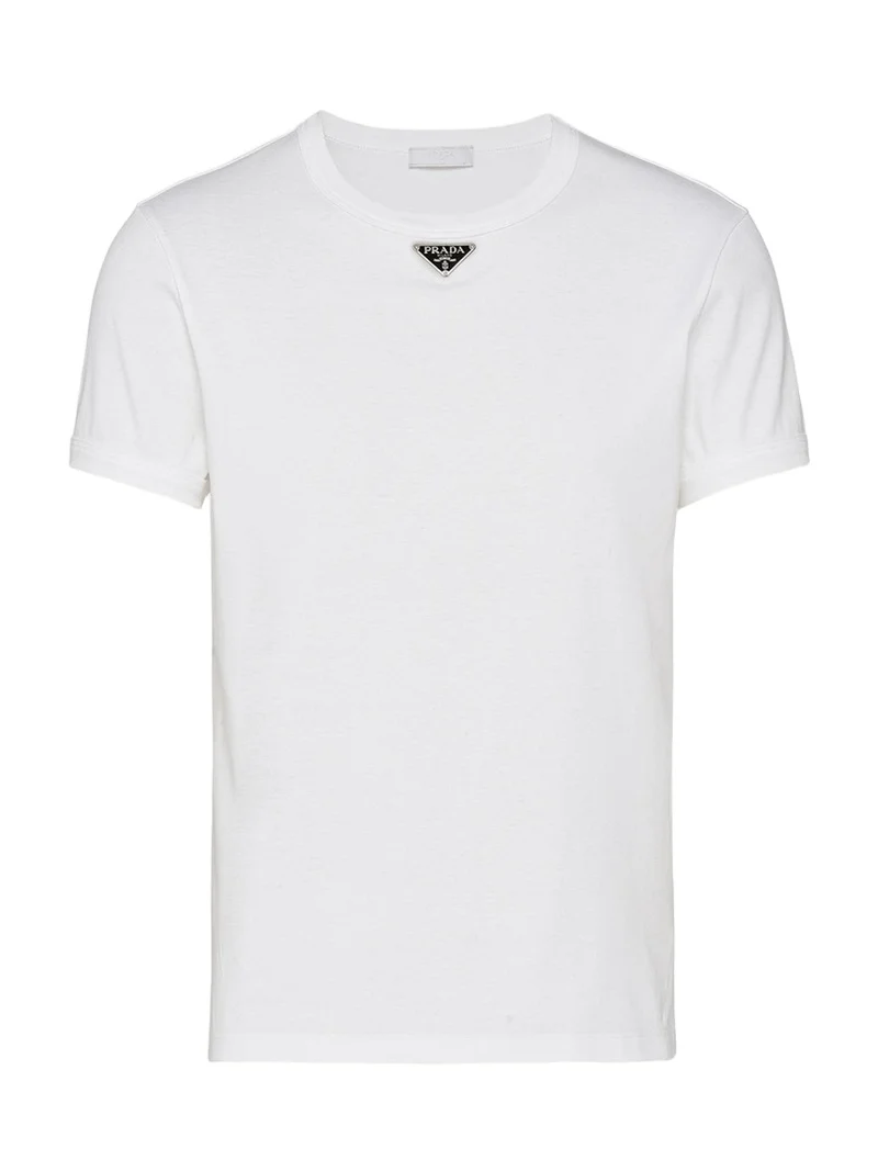 Prada Men's T-Shirt with Enameled Triangle Logo