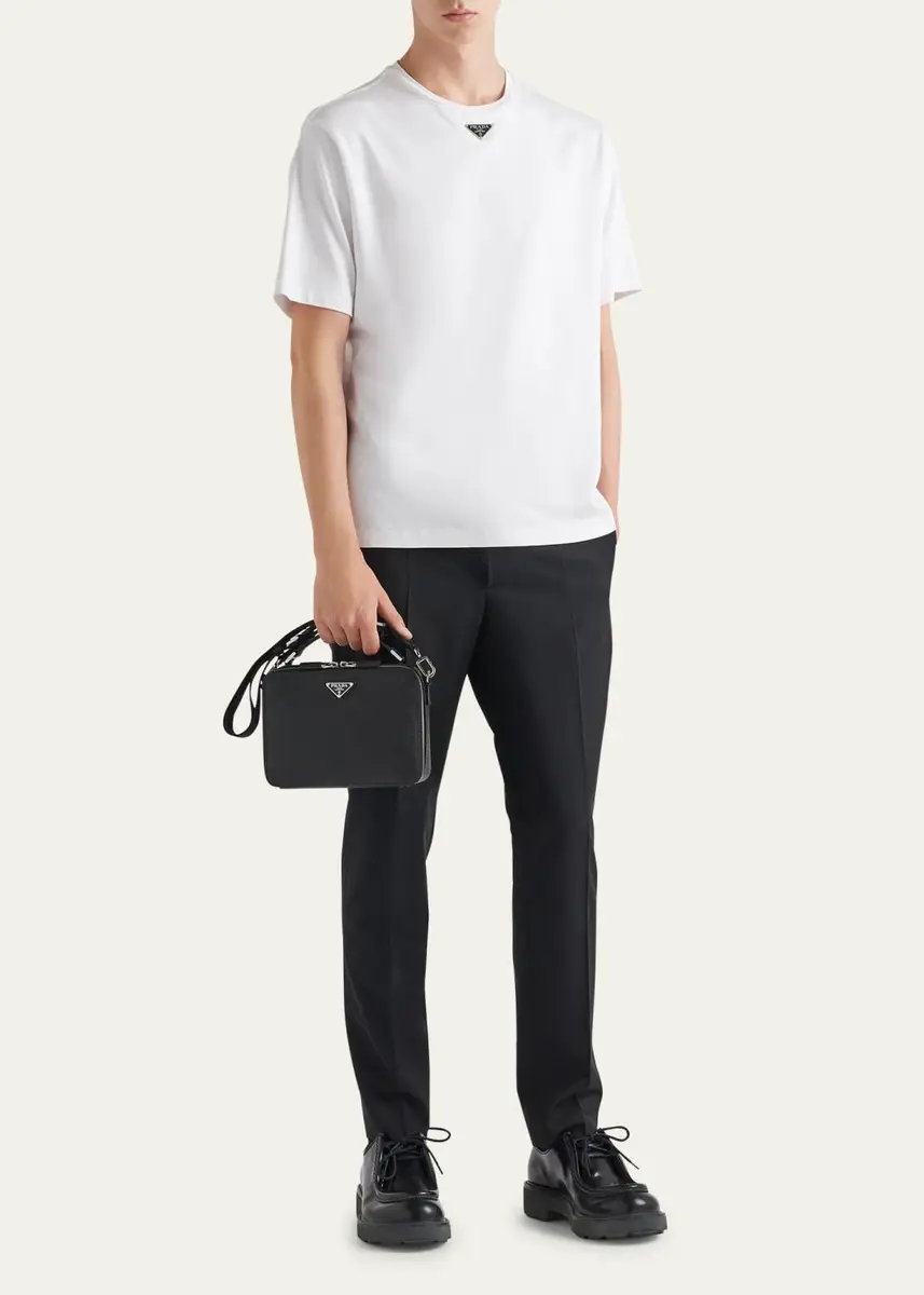Prada Men's Jersey Triangle Logo T-Shirt | Thumbnail 2 Prada Men's Jersey Triangle Logo T-Shirt | Thumbnail 2