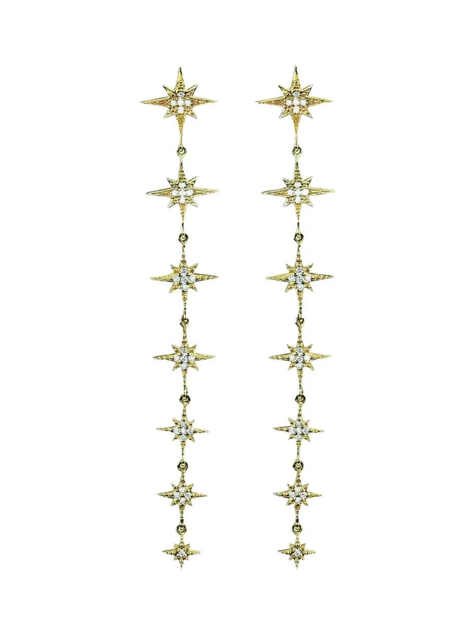 14K Yellow Gold & 0.25 TCW Diamond Starburst Drop Earrings 14K Yellow Gold & 0.25 TCW Diamond Starburst Drop Earrings