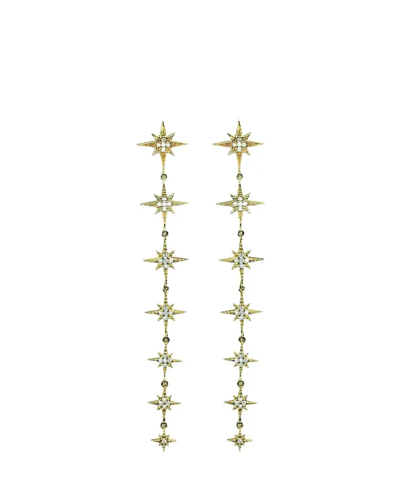 Sydney Evan 14K Yellow Gold & 0.25 TCW Diamond Starburst Drop Earrings