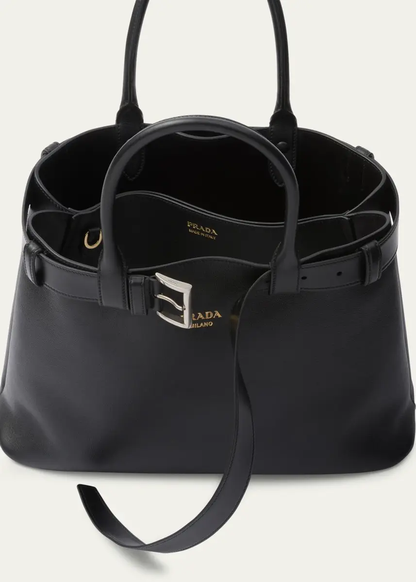 Prada Large Buckle Grain Leather Top-Handle Bag | Thumbnail 4 Prada Large Buckle Grain Leather Top-Handle Bag | Thumbnail 4