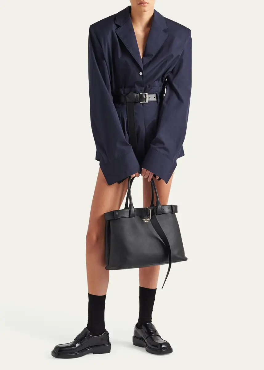 Prada Large Buckle Grain Leather Top-Handle Bag | Thumbnail 5 Prada Large Buckle Grain Leather Top-Handle Bag | Thumbnail 5