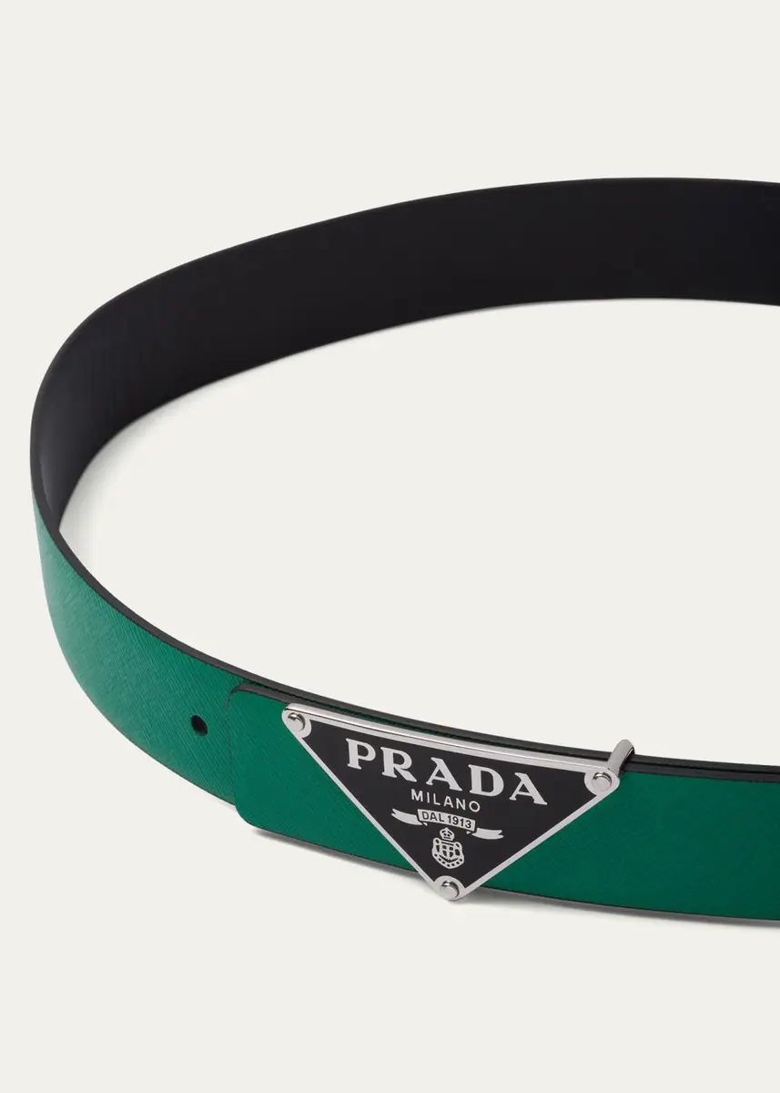 Prada Men's Reversible Saffiano Leather Belt Strap | Thumbnail 5 Prada Men's Reversible Saffiano Leather Belt Strap | Thumbnail 5