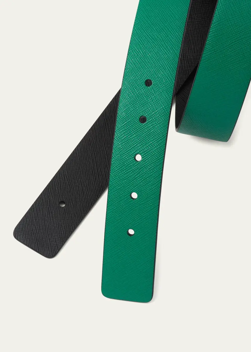 Prada Men's Reversible Saffiano Leather Belt Strap | Thumbnail 7 Prada Men's Reversible Saffiano Leather Belt Strap | Thumbnail 7