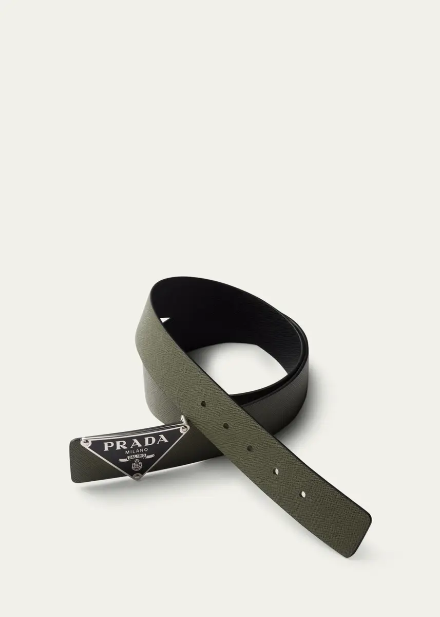Prada Men's Reversible Saffiano Leather Belt Strap | Thumbnail 8 Prada Men's Reversible Saffiano Leather Belt Strap | Thumbnail 8