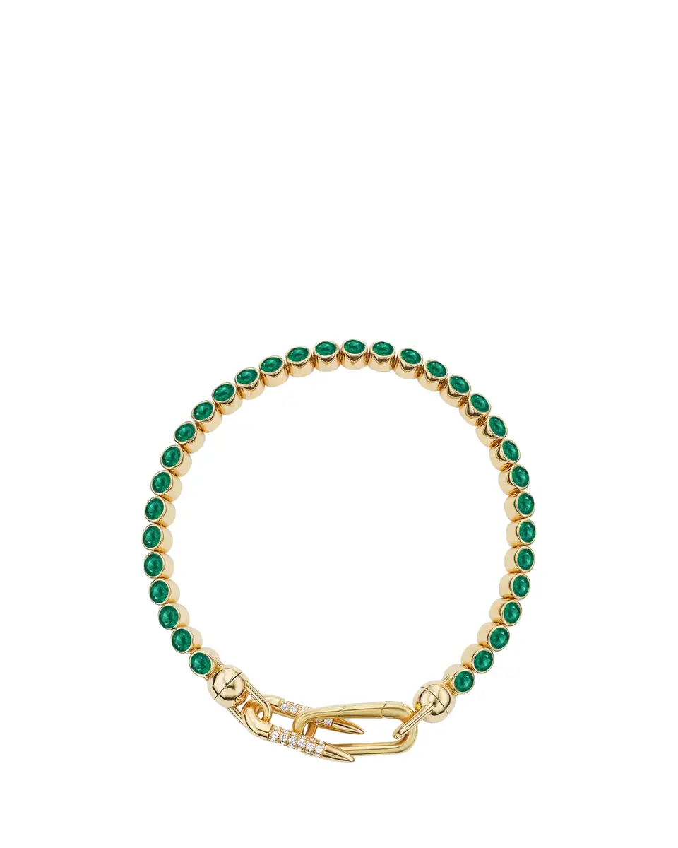 Uniform Object 18K Yellow Gold, 3.3 TCW Emerald & 0.23 TCW Diamond Tennis Bracelet | Thumbnail 2 Uniform Object 18K Yellow Gold, 3.3 TCW Emerald & 0.23 TCW Diamond Tennis Bracelet | Thumbnail 2