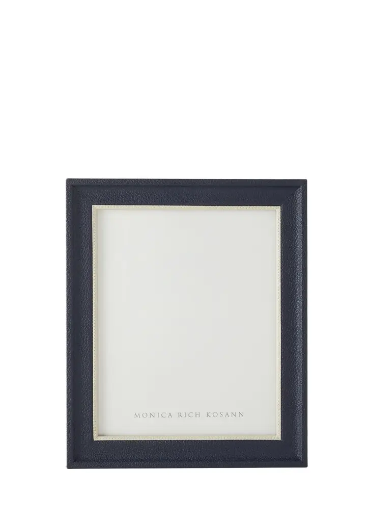 MONICA RICH KOSANN Navy Leather Frame with Cream Accent, 8" x 10"