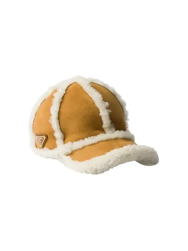 Suede & Lamb Shearling Baseball Cap