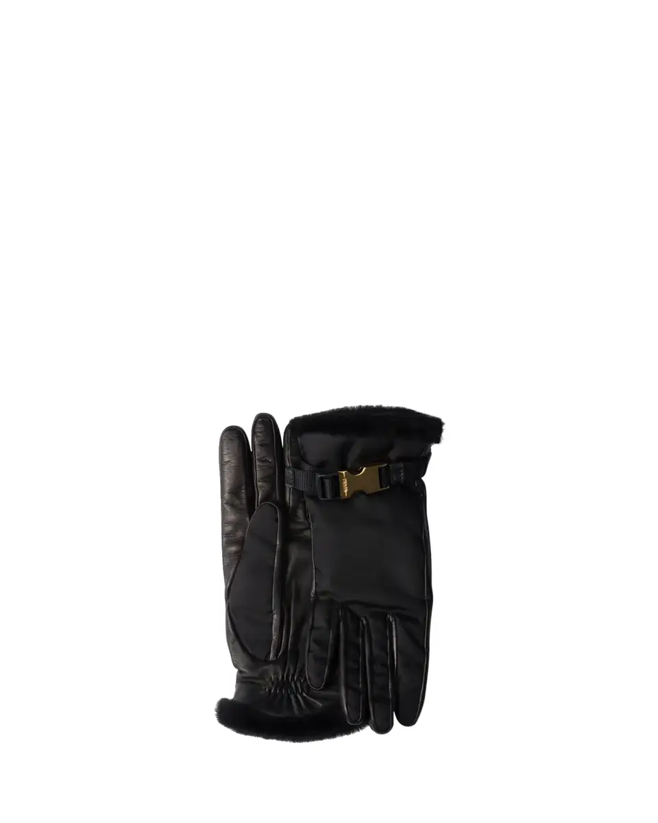 Prada Re-Nylon & Sheep Fur Gloves | Thumbnail 2 Prada Re-Nylon & Sheep Fur Gloves | Thumbnail 2