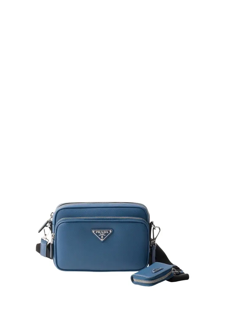 Prada Men's Saffiano Leather Crossbody Bag with Pouch | Image 1 Prada Men's Saffiano Leather Crossbody Bag with Pouch | Image 1