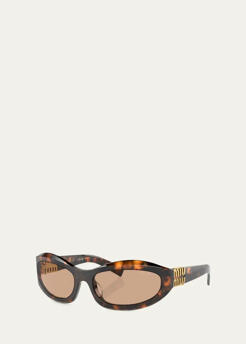 Miu Miu 14ZSF Logo Oval Acetate Sunglasses | Thumbnail 2 Miu Miu 14ZSF Logo Oval Acetate Sunglasses | Thumbnail 2