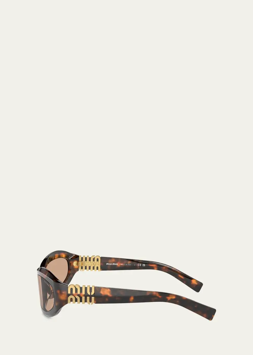Miu Miu 14ZSF Logo Oval Acetate Sunglasses | Thumbnail 3 Miu Miu 14ZSF Logo Oval Acetate Sunglasses | Thumbnail 3