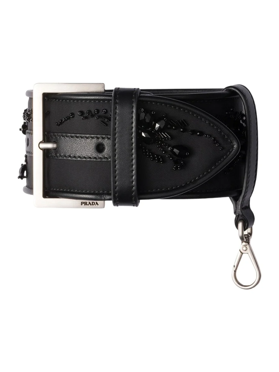 Prada Buckle Embroidered Re-Nylon Wrist Strap