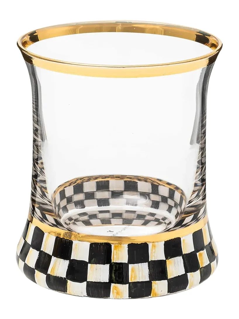 MacKenzie-Childs 8 oz. Courtly Check Glass Tumbler, Set of 2