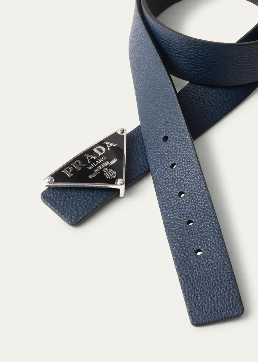 Prada Men's Diano Reversible Leather Belt Strap | Thumbnail 2