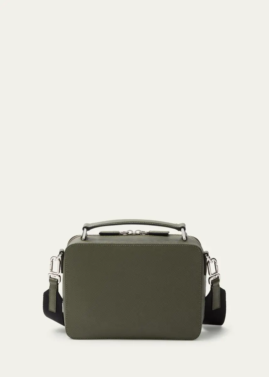 Prada Men's Saffiano Leather Brique Crossbody Bag w/ Nylon Strap | Thumbnail 6 Prada Men's Saffiano Leather Brique Crossbody Bag w/ Nylon Strap | Thumbnail 6