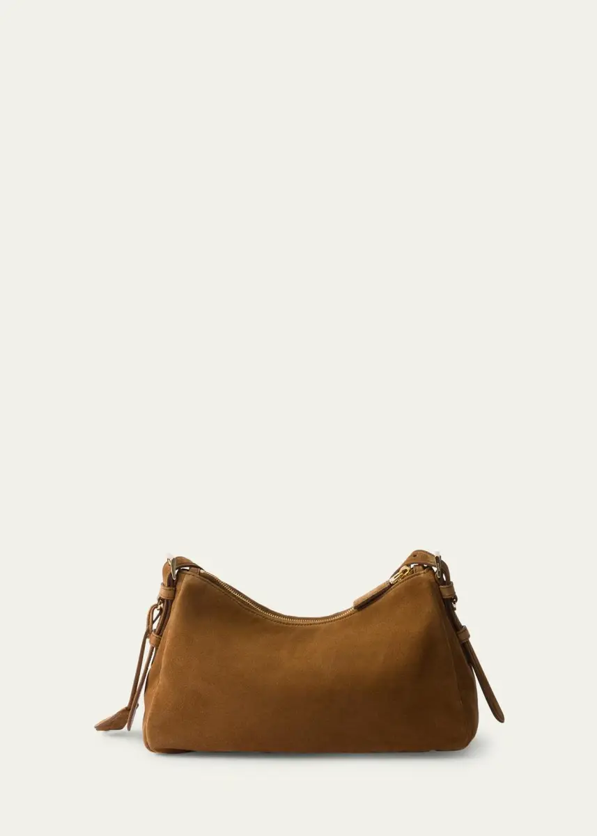 Prada Aimee Medium Zip Suede Shoulder Bag | Thumbnail 3 Prada Aimee Medium Zip Suede Shoulder Bag | Thumbnail 3