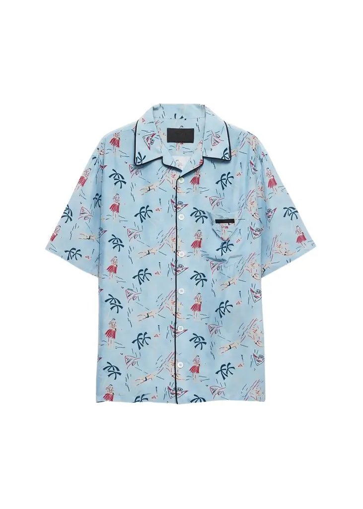 Prada Men's Hawaiian-Print Short-Sleeve Shirt | Image 1 Prada Men's Hawaiian-Print Short-Sleeve Shirt | Image 1