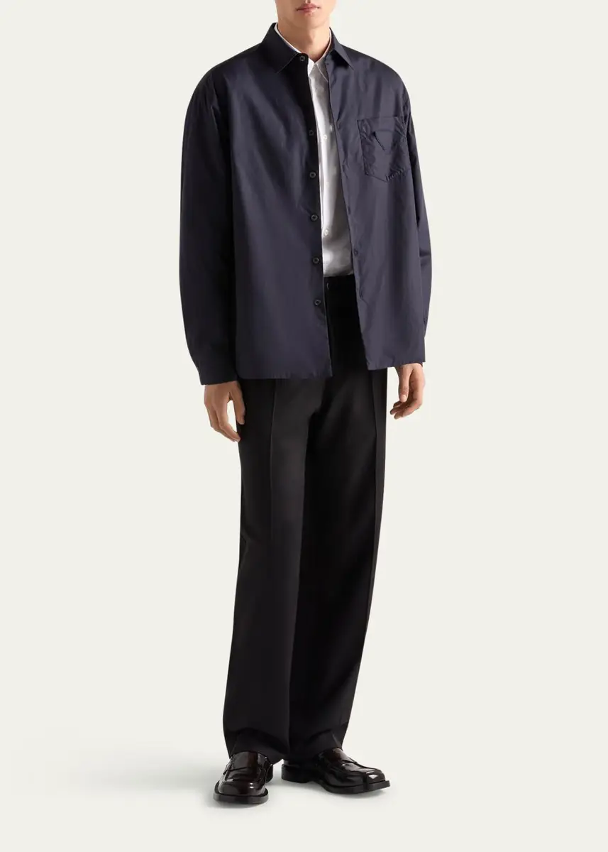 Prada Men's Poplin Triangle-Pocket Sport Shirt | Thumbnail 2 Prada Men's Poplin Triangle-Pocket Sport Shirt | Thumbnail 2