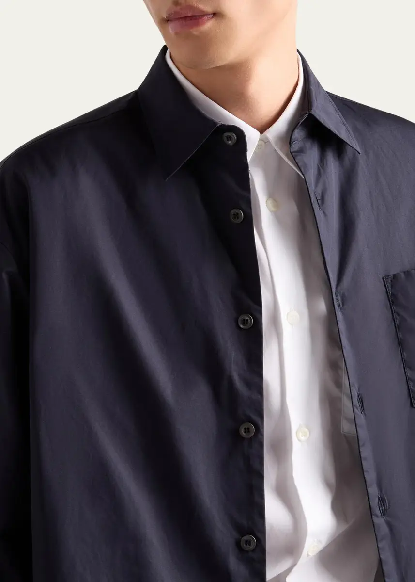 Prada Men's Poplin Triangle-Pocket Sport Shirt | Thumbnail 4 Prada Men's Poplin Triangle-Pocket Sport Shirt | Thumbnail 4