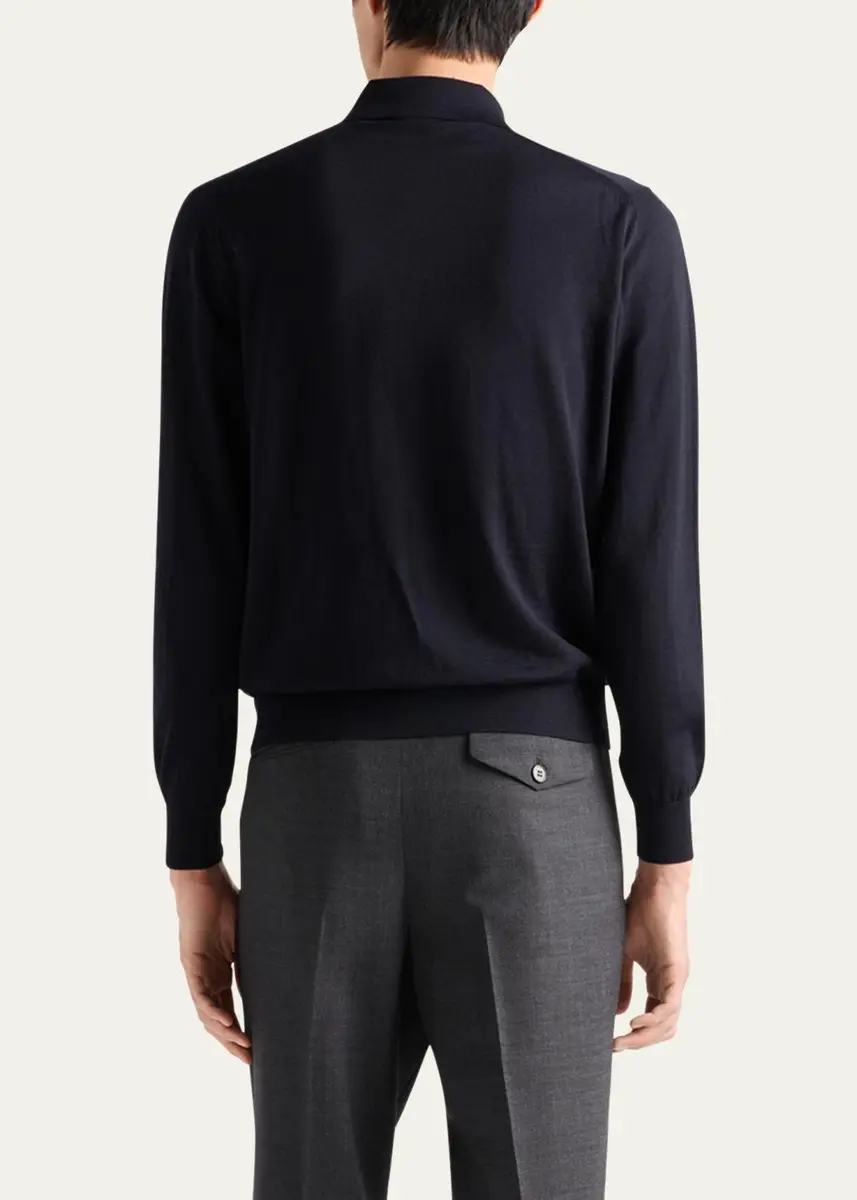Prada Men's Superfine Wool Small Logo Crewneck Sweater | Thumbnail 3