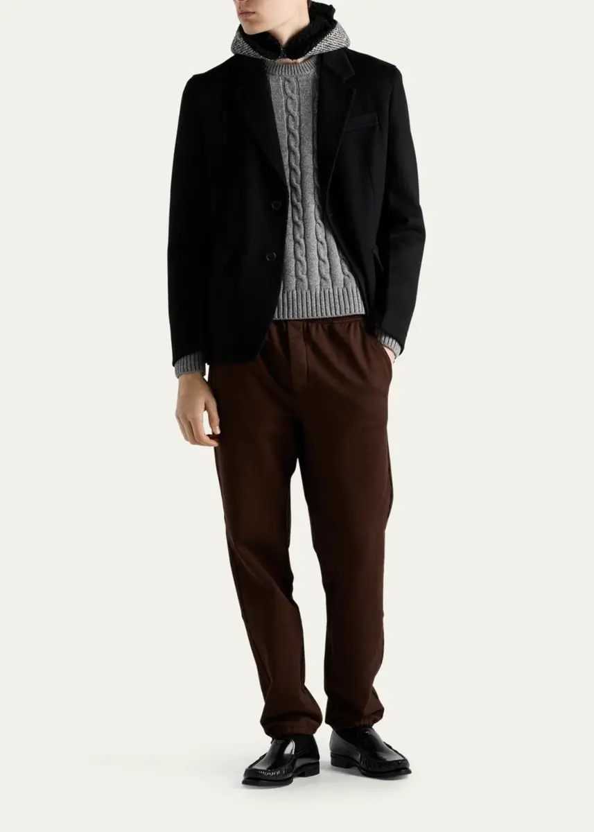 Prada Men's Cashmere Cable Knit Crewneck Sweater | Thumbnail 2 Prada Men's Cashmere Cable Knit Crewneck Sweater | Thumbnail 2