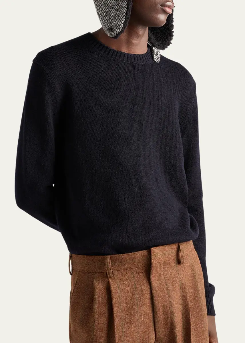 Prada Men's Cashmere Knit Crewneck Sweater | Thumbnail 4 Prada Men's Cashmere Knit Crewneck Sweater | Thumbnail 4