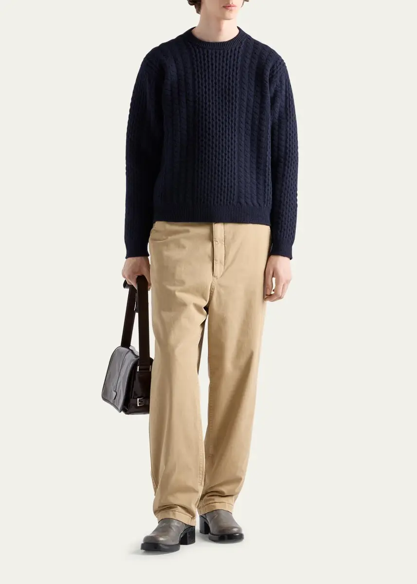 Prada Men's Cotton Gabardine Flat-Front Pants | Thumbnail 2 Prada Men's Cotton Gabardine Flat-Front Pants | Thumbnail 2