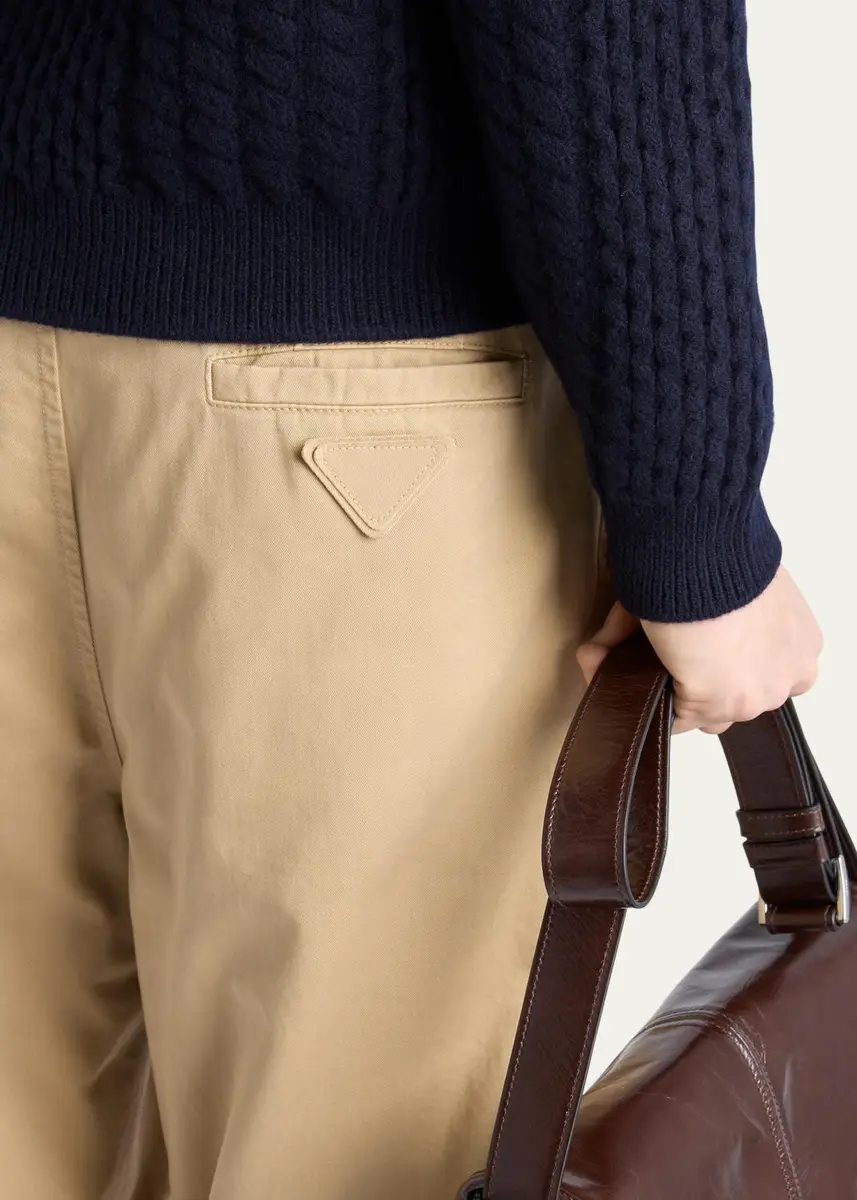 Prada Men's Cotton Gabardine Flat-Front Pants | Thumbnail 5 Prada Men's Cotton Gabardine Flat-Front Pants | Thumbnail 5