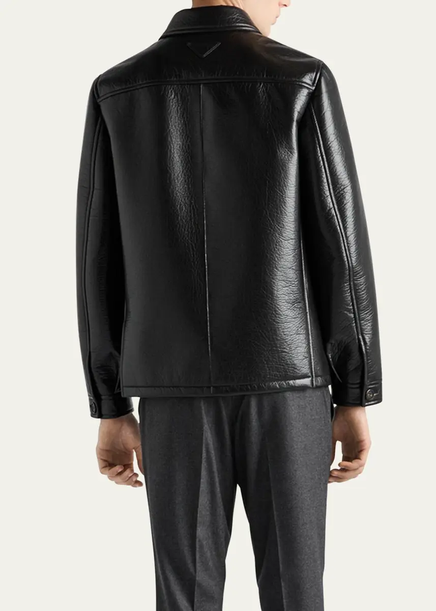 Prada Men's Grained Napa Leather Jacket | Thumbnail 3
