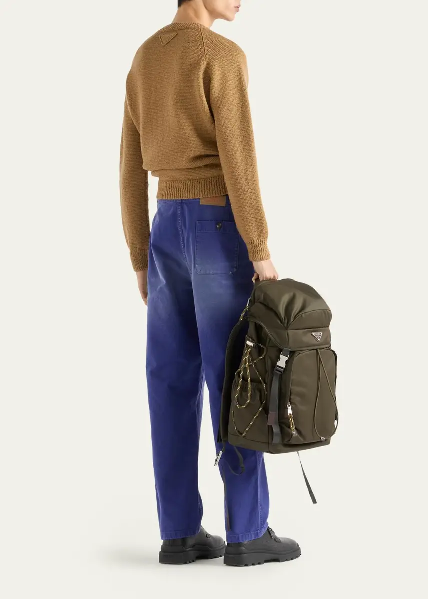 Prada Men's Boxy-Fit Wool Knit Crewneck Sweater | Thumbnail 3 Prada Men's Boxy-Fit Wool Knit Crewneck Sweater | Thumbnail 3