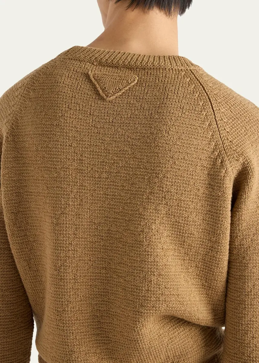 Prada Men's Boxy-Fit Wool Knit Crewneck Sweater | Thumbnail 5 Prada Men's Boxy-Fit Wool Knit Crewneck Sweater | Thumbnail 5