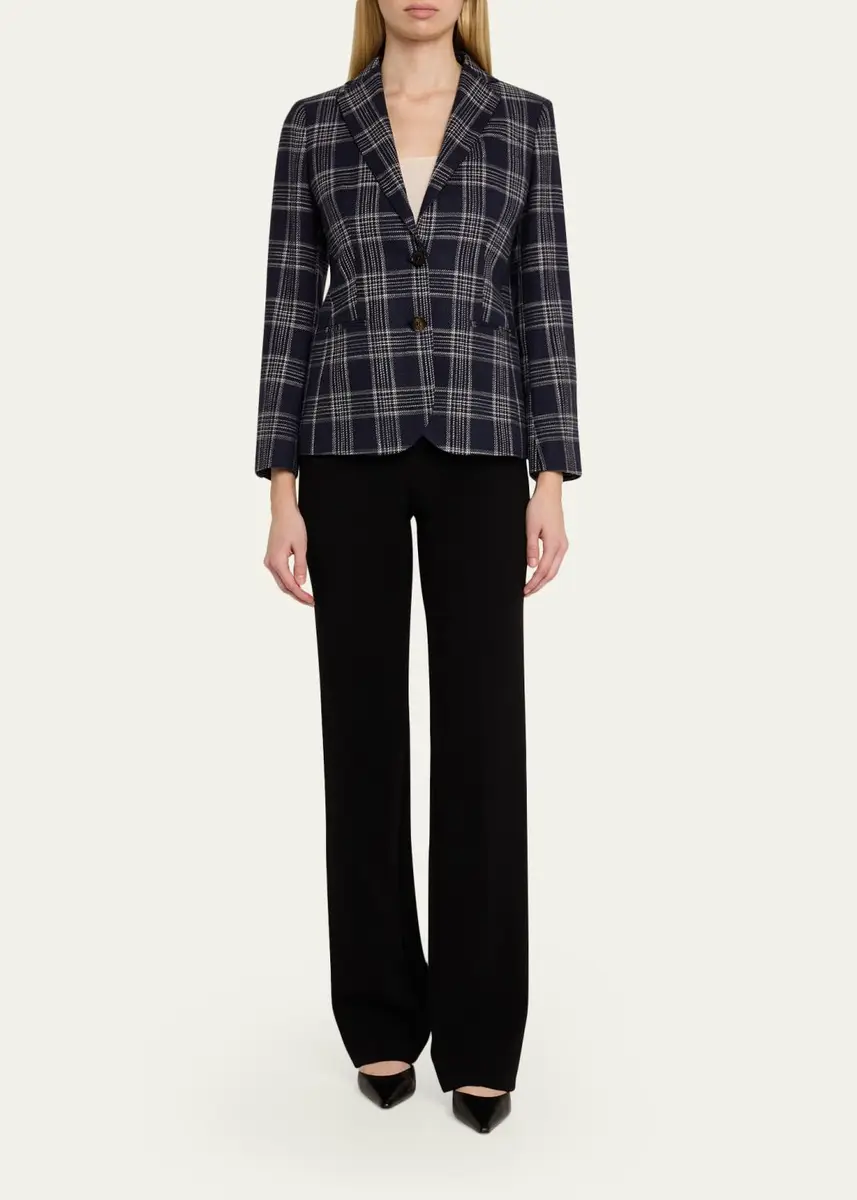 Kiton Plaid Silk-Cashmere Single-Breasted Jacket | Thumbnail 2 Kiton Plaid Silk-Cashmere Single-Breasted Jacket | Thumbnail 2
