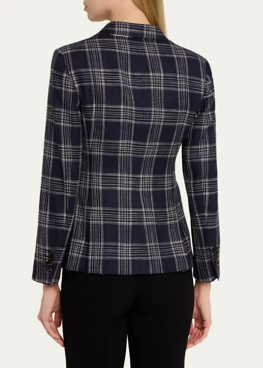 Kiton Plaid Silk-Cashmere Single-Breasted Jacket | Thumbnail 3 Kiton Plaid Silk-Cashmere Single-Breasted Jacket | Thumbnail 3