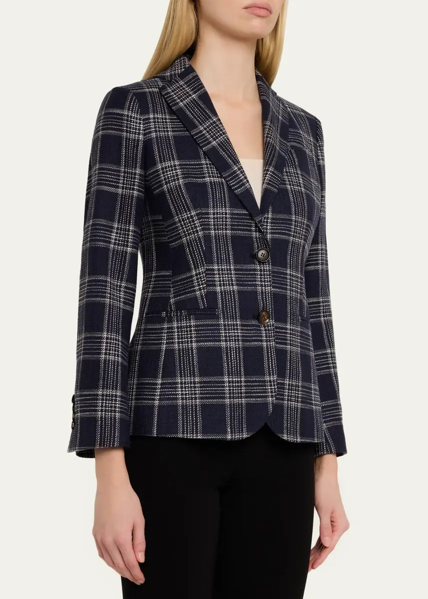 Kiton Plaid Silk-Cashmere Single-Breasted Jacket | Thumbnail 4 Kiton Plaid Silk-Cashmere Single-Breasted Jacket | Thumbnail 4