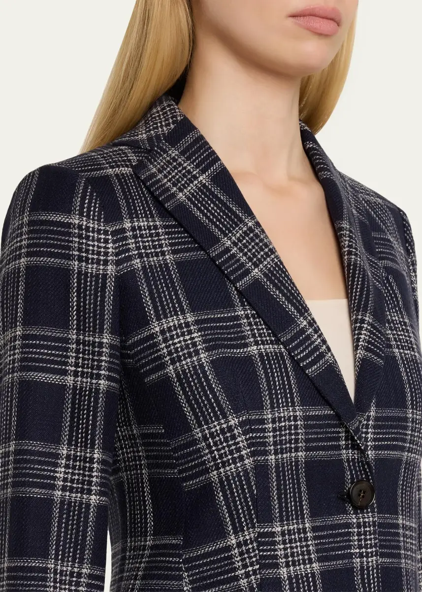 Kiton Plaid Silk-Cashmere Single-Breasted Jacket | Thumbnail 5 Kiton Plaid Silk-Cashmere Single-Breasted Jacket | Thumbnail 5